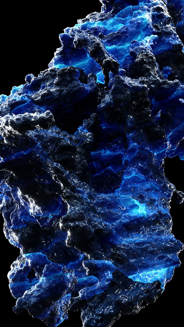CGI image of an iluminated blue crystal